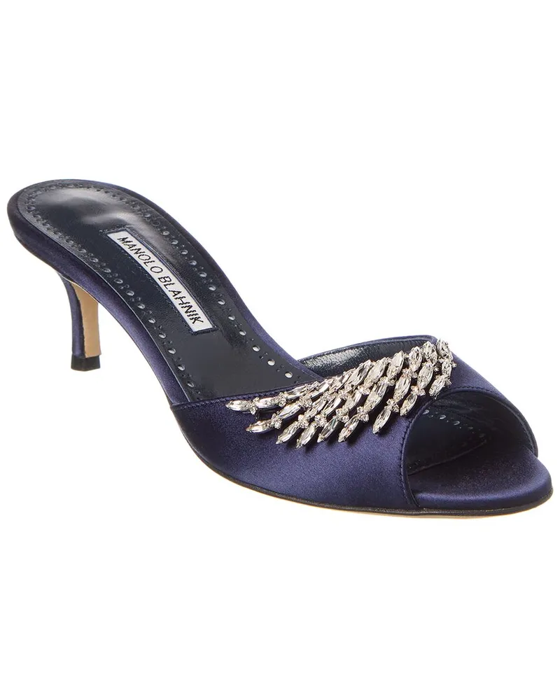 Manolo Blahnik Lumada 50 Satin Mule Blue