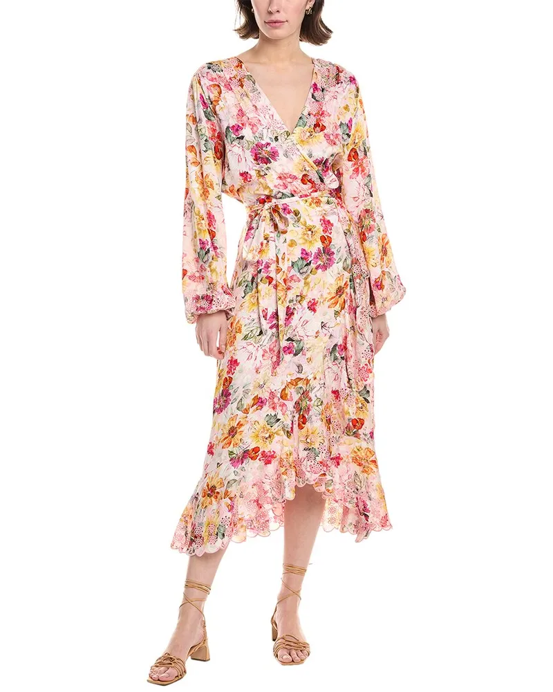 Elie Tahari The Charlotte Embroidered Silk-Blend Maxi Dress Pink