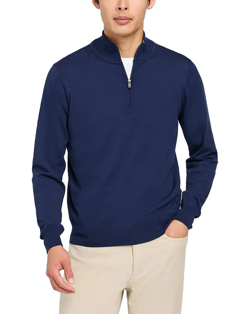 Faherty Movement Quarter Zip Sweater (Tall Blue