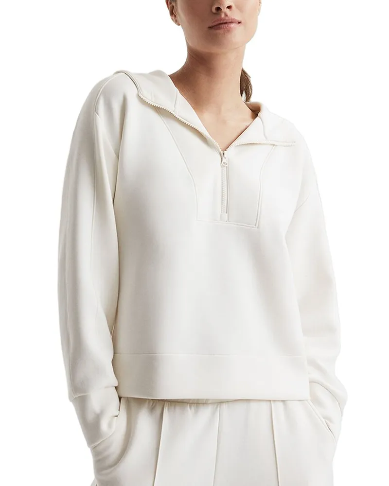 Reiss Jemma Quarter Zip Hoodie White