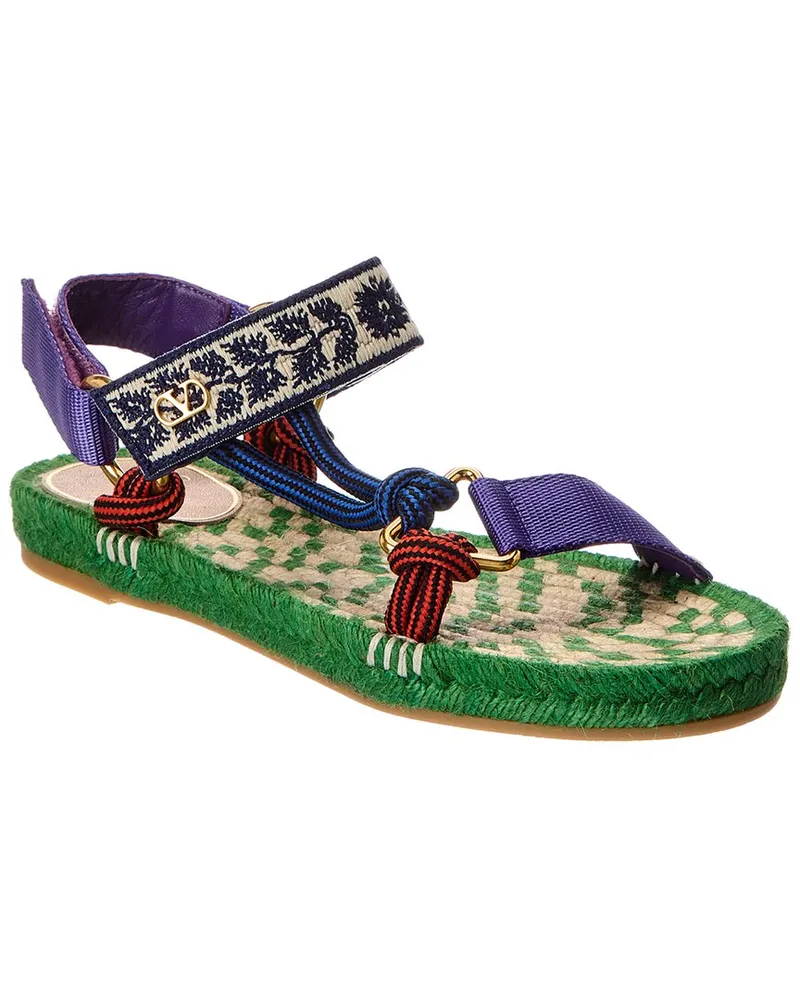 Valentino Garavani Lake Powell Leather-Trim Sandal Black