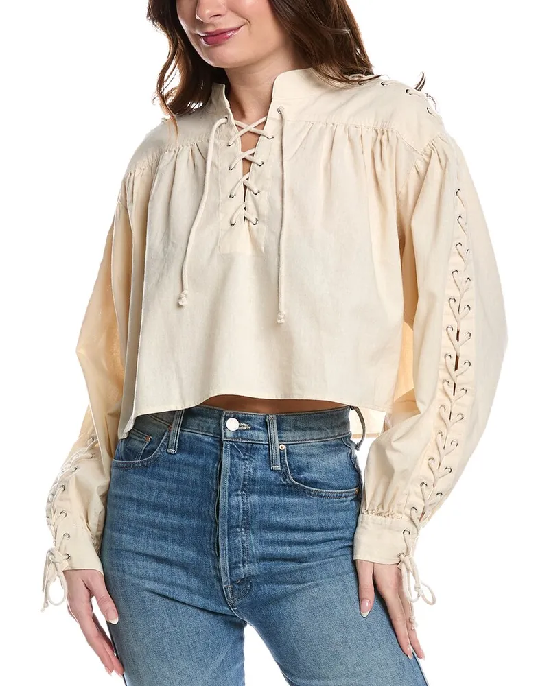 RE/DONE Pirate Linen-Blend Top White