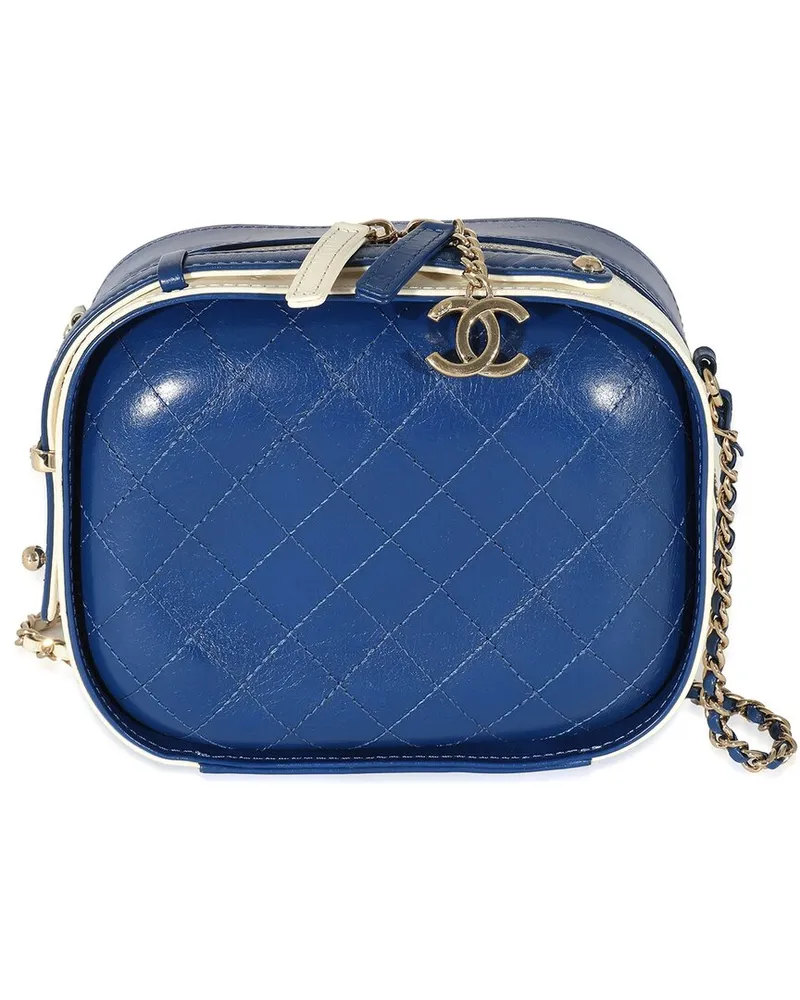 Chanel Blue & White Calfskin Vanity Case (Authentic Pre-Loved Nocolor