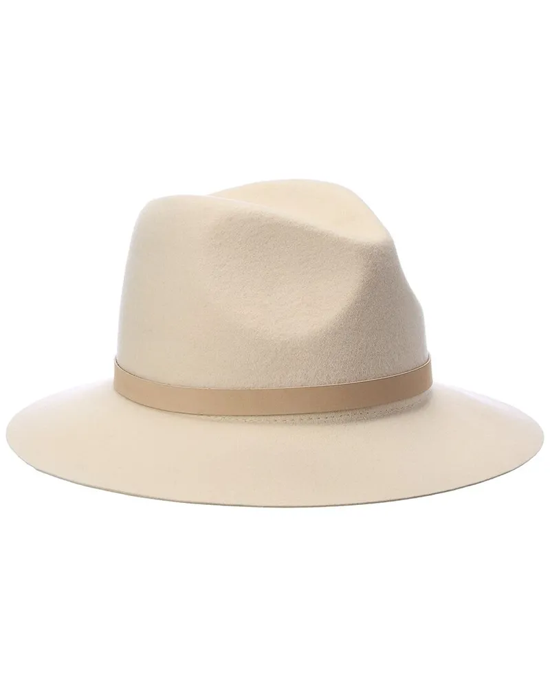Bruno Magli Leather-Trim Wool Felt Fedora White