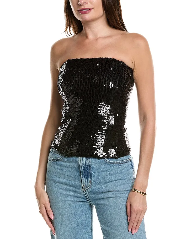 WeWoreWhat Sequin Corset Top Black