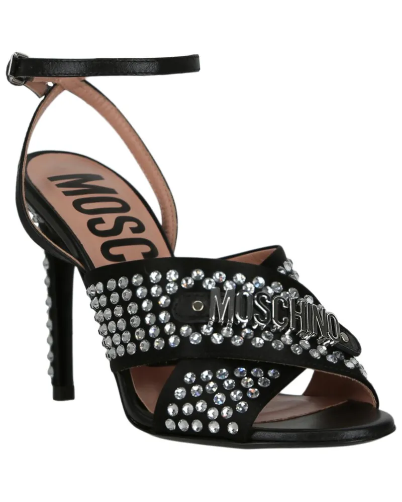 Moschino Silk & Leather Sandal Black