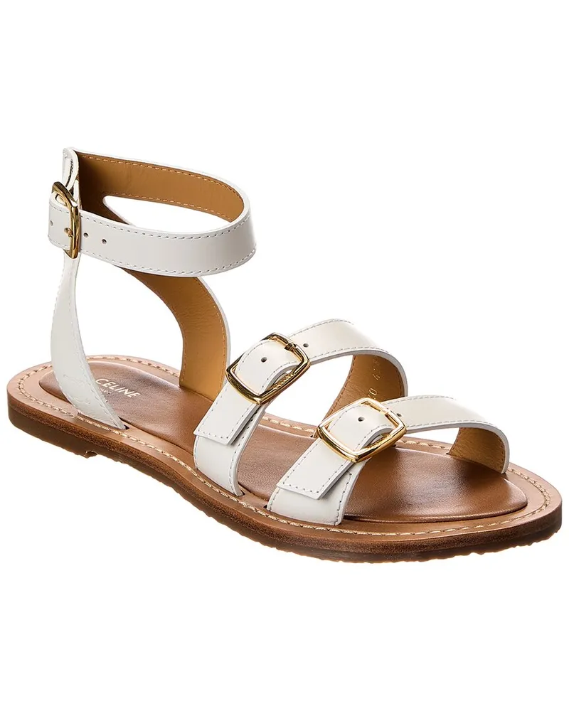 Celine Lympia Leather Sandal White