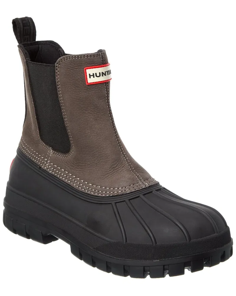 Hunter Leather & Rubber Boot Black