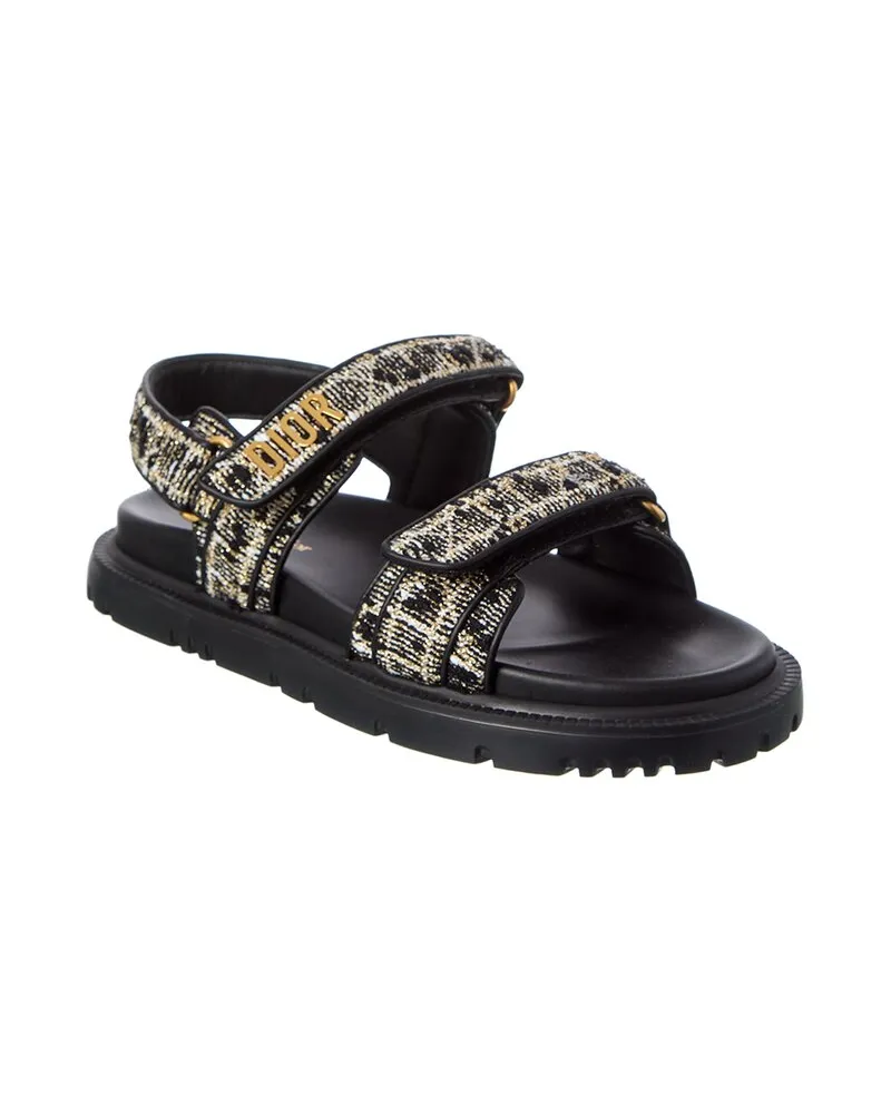 Dior Dioract Tweed & Leather Sandal Black
