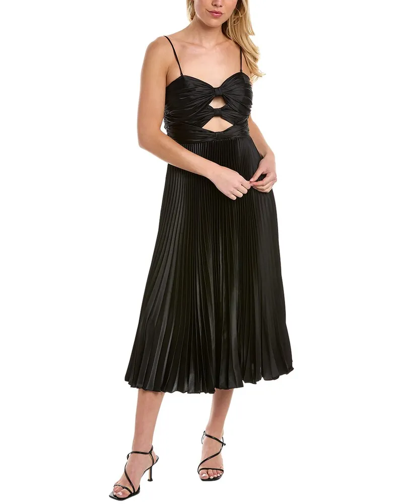AMUR Afra Pleated Cocktail Dress Black