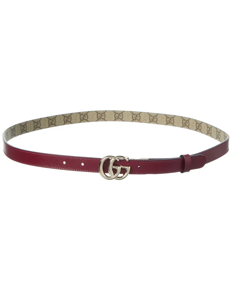 Gucci GG Marmont Thin Reversible GG Supreme Canvas & Leather Belt Red