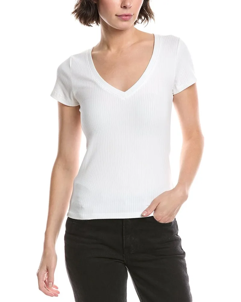 Splendid Hailey Rib V-Neck T-Shirt White
