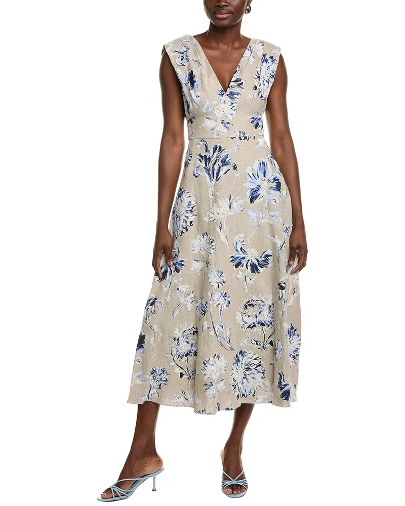 Lela Rose Silk Midi Dress Tan