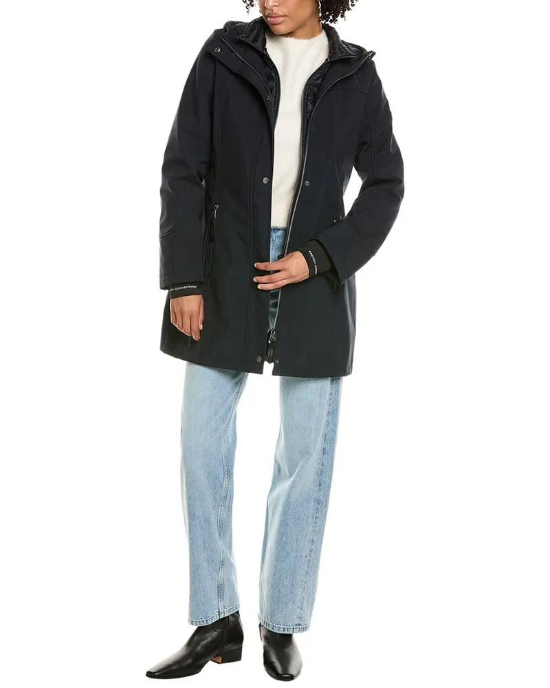 French Connection Mix Media Softshell Coat Blue