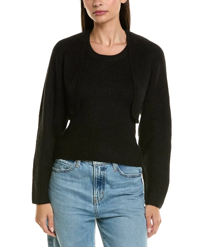 LnA Clothing 2pc Ean Vest & Sweater Set Black