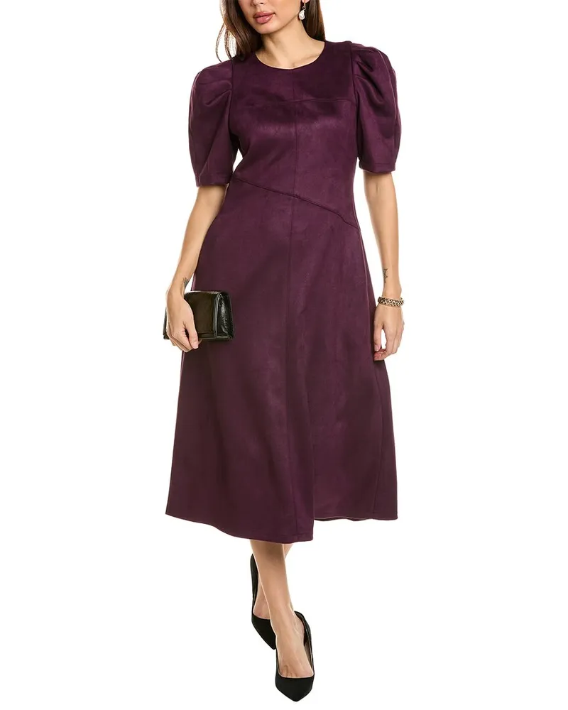 Anne Klein Puff Sleeve Midi Dress Purple