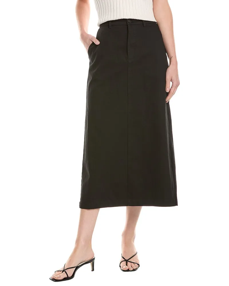 LnA Clothing Dara Twill Midi Skirt Black