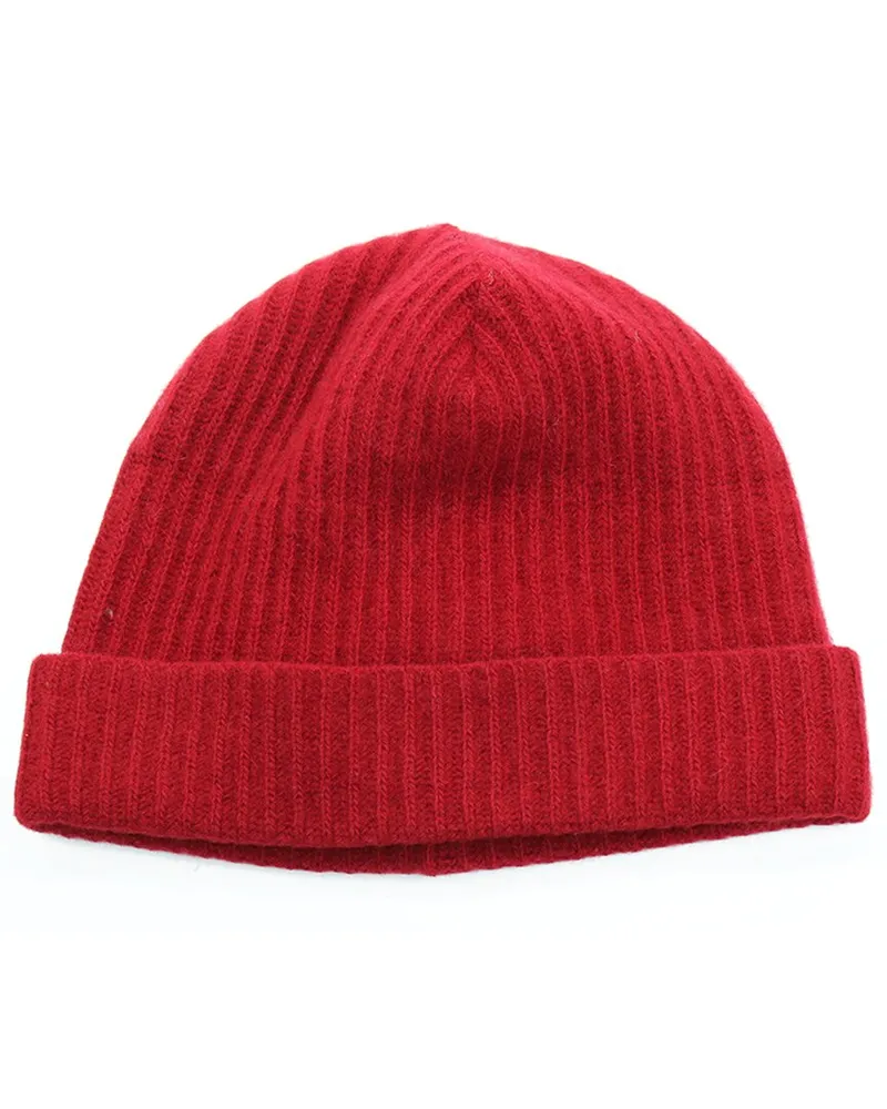 portolano  All Over Full Needle Rib & Folded Cuff Cashmere Beanie Nocolor