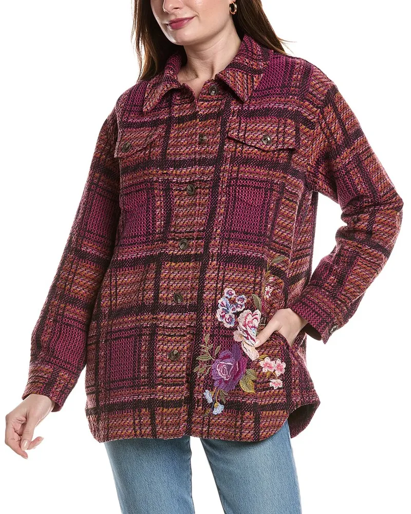 Johnny Was Georgina Tweed Coat Pink