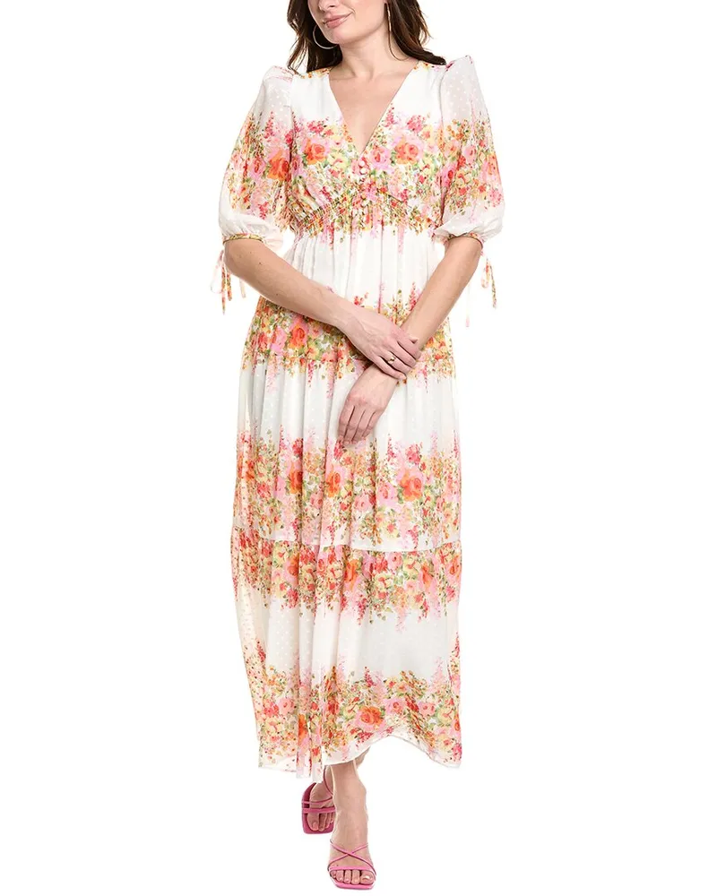 taylor Clip Dot Midi Dress White