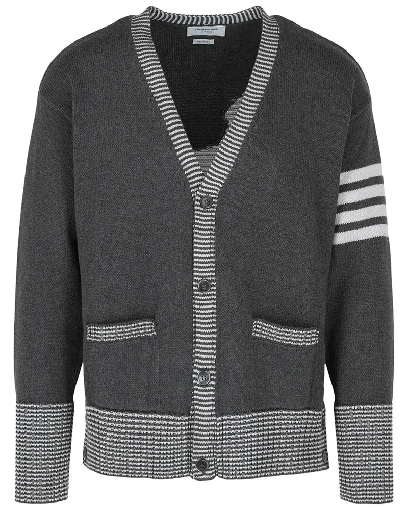 Thom Browne V-Neck Cardigan Grey