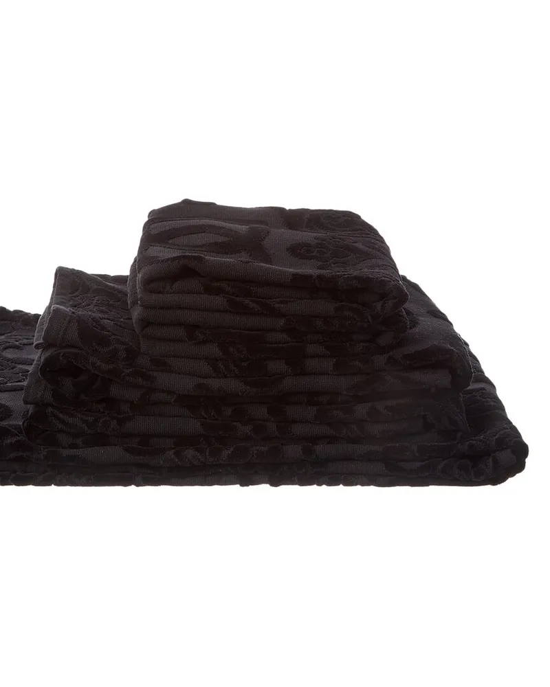 Dolce & Gabbana Barocco Logo-Jacquard Towel, Set of 5 Black