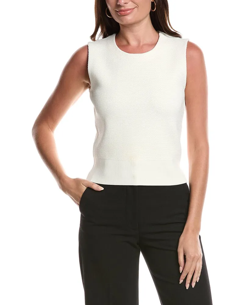 ST. JOHN Pique Knit Tank Top White