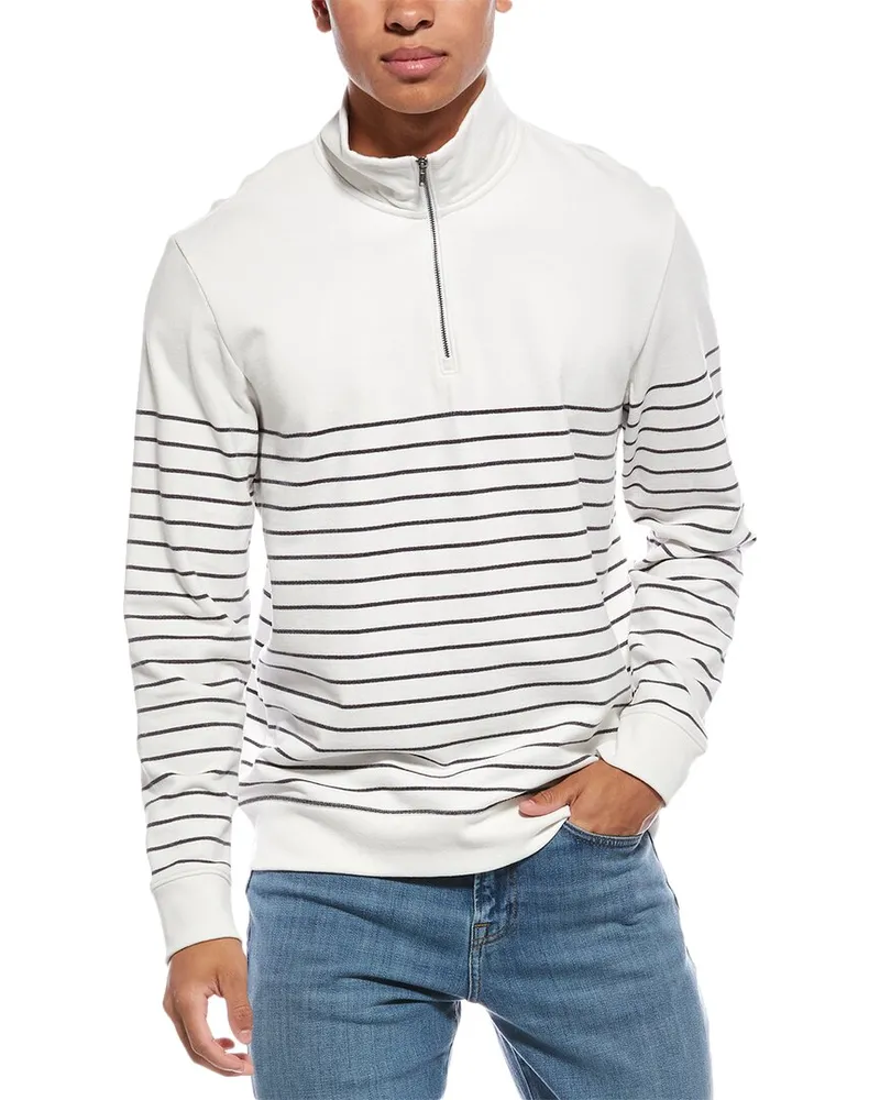 Vince Sueded 1/4-Zip Mock Neck Sweater White