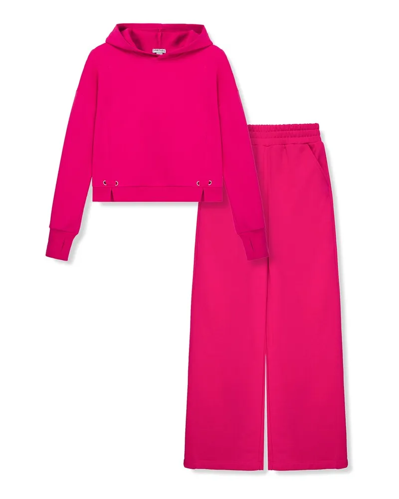 HABITUAL Fleece V-Neck Set Pink
