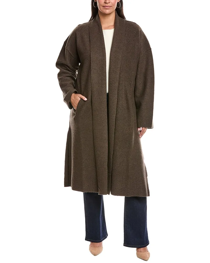 Eileen Fisher Plus Wool Coat Brown