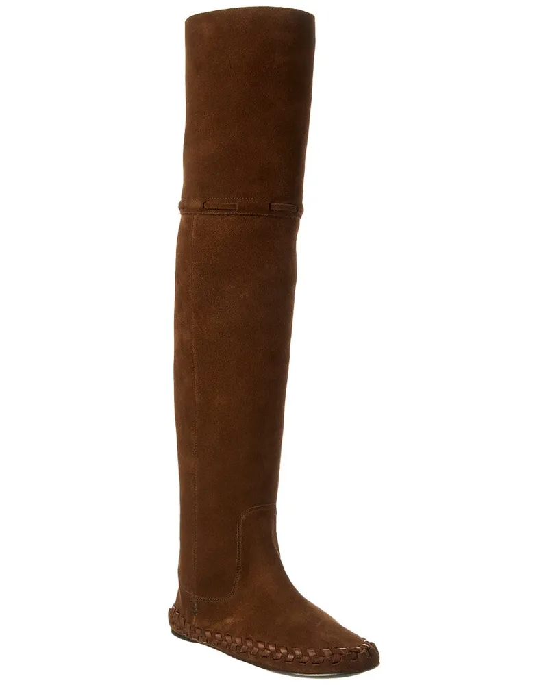 Celine Marlou Suede Over-The-Knee Boot Brown