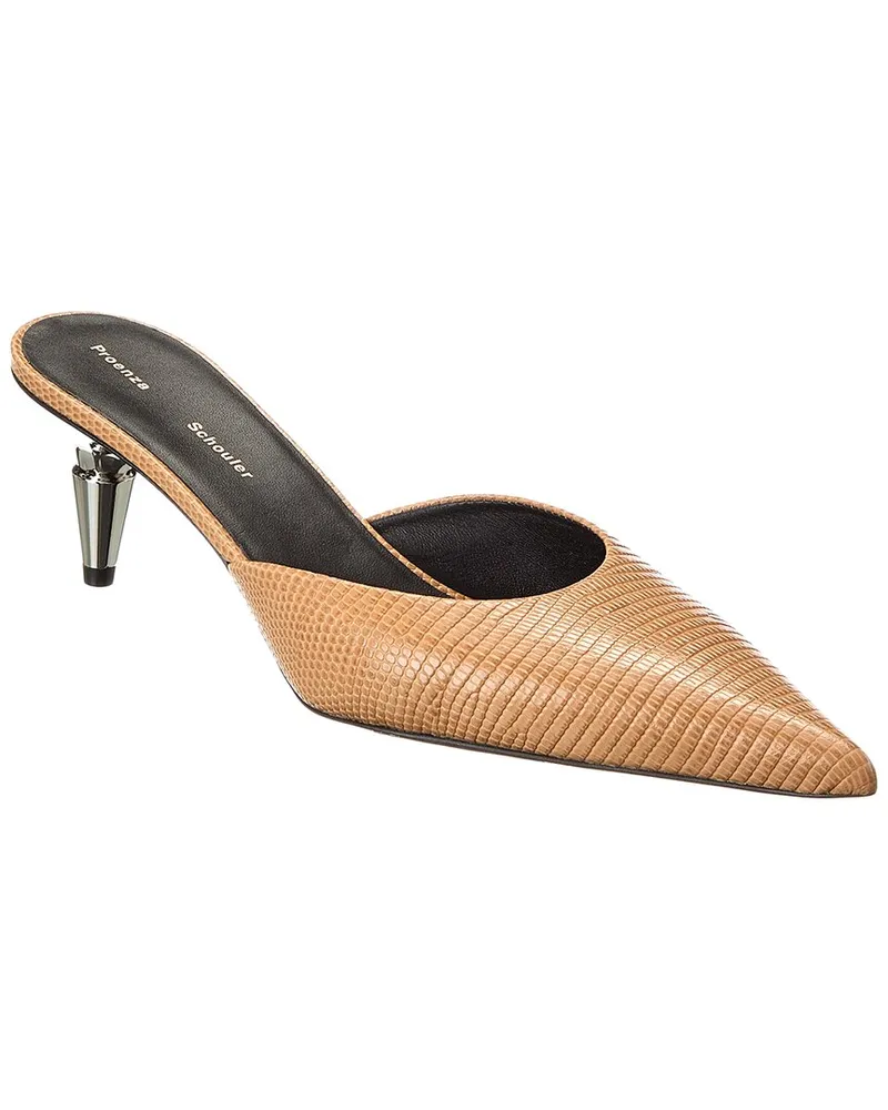 Proenza Schouler Lizard-Embossed Leather Pump Brown