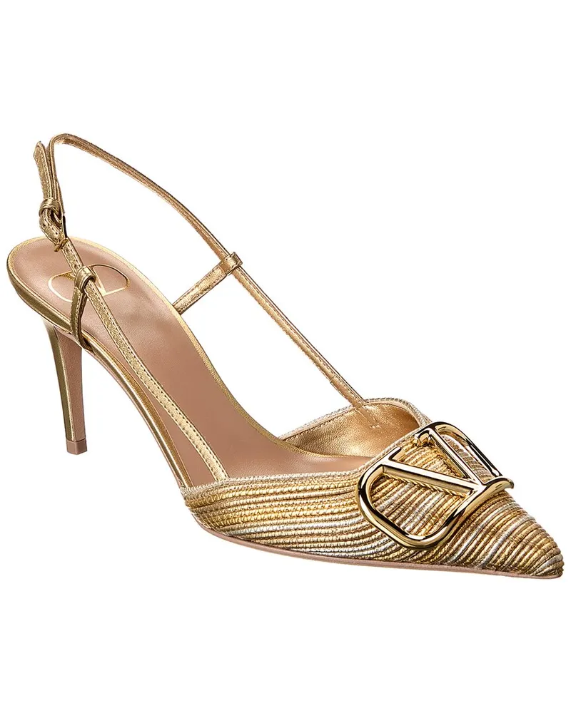 Valentino Garavani VLogo Signature 80 Leather Slingback Pump Yellow