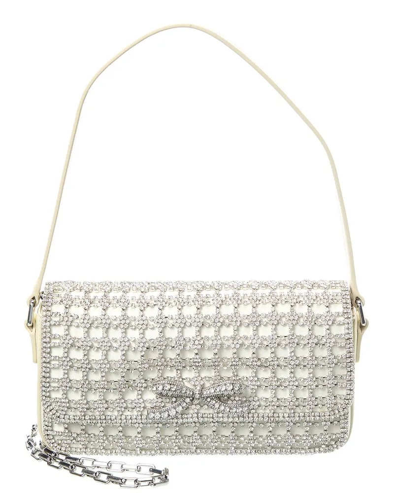 Self-Portrait Self-Portrait Crystal Leather Baguette Bag White