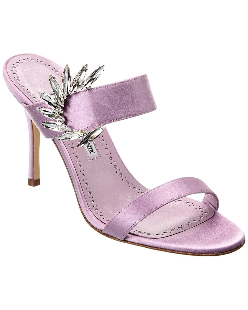 Manolo Blahnik Chivela 90 Satin Sandal Purple