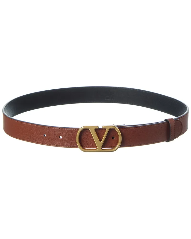 Valentino Garavani VLogo Signature Leather Belt Brown