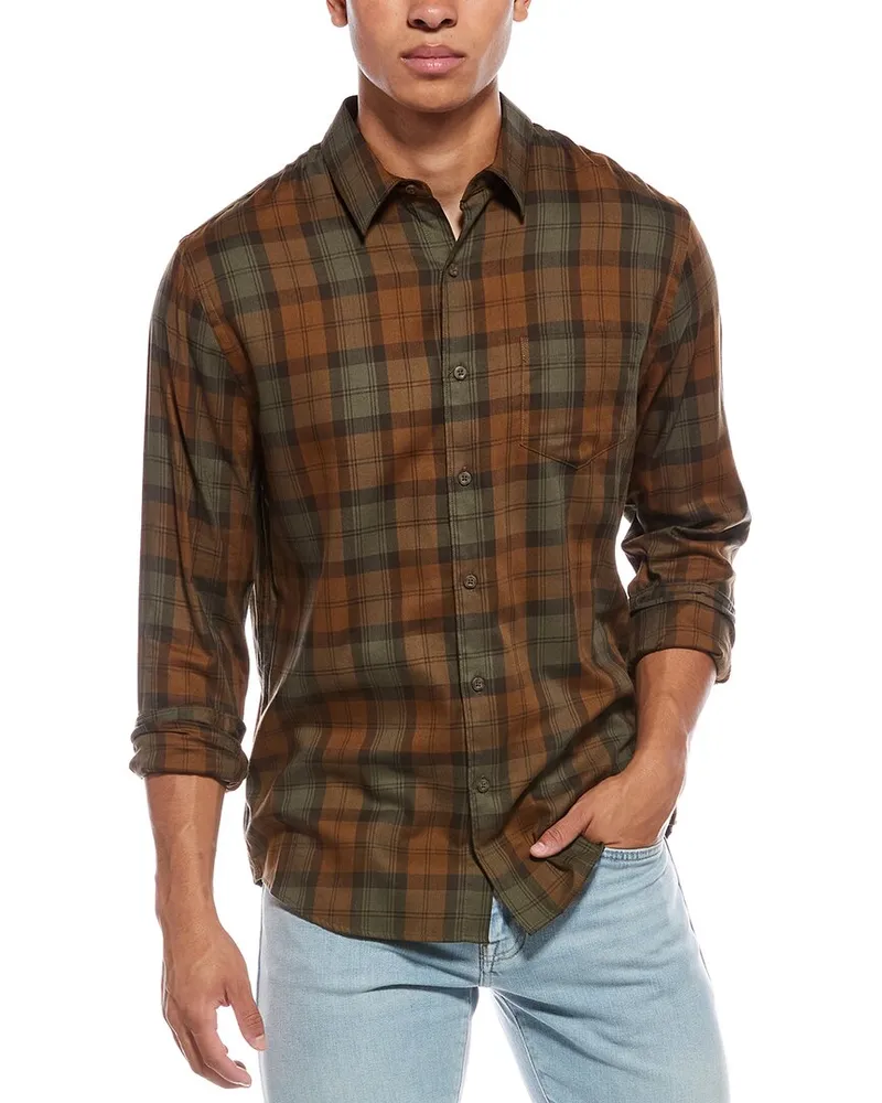 Vince Castaic Plaid Shirt Green
