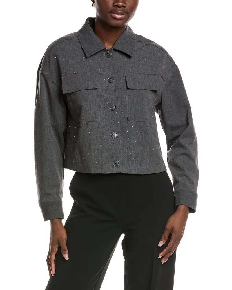 Vince Camuto Cropped Shacket Gray