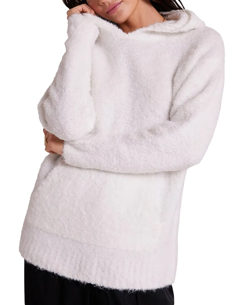 Bella Dahl Slouchy Wool-Blend Hoodie Sweater Grey