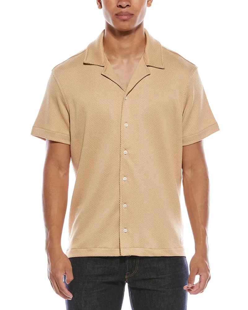 Scotch&Soda Popcorn Jersey Camp Shirt Tan