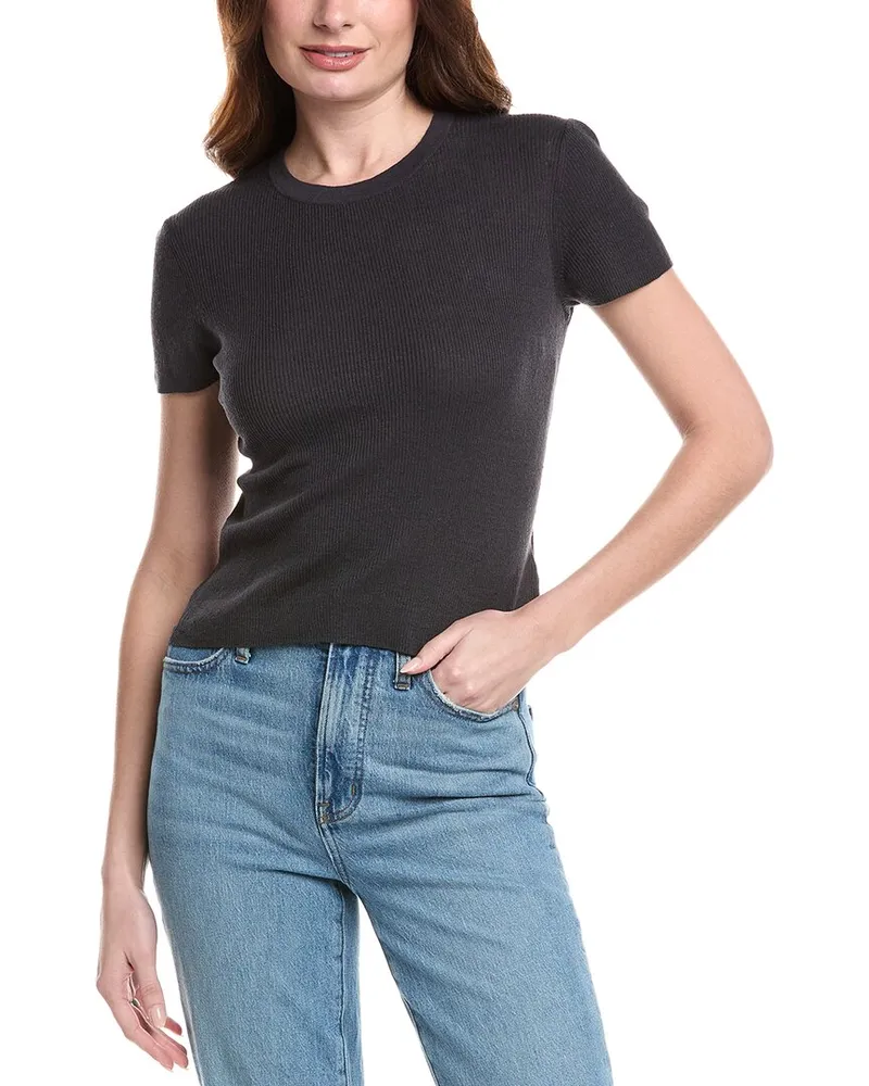 James Perse Stretch Linen-Blend T-Shirt Black