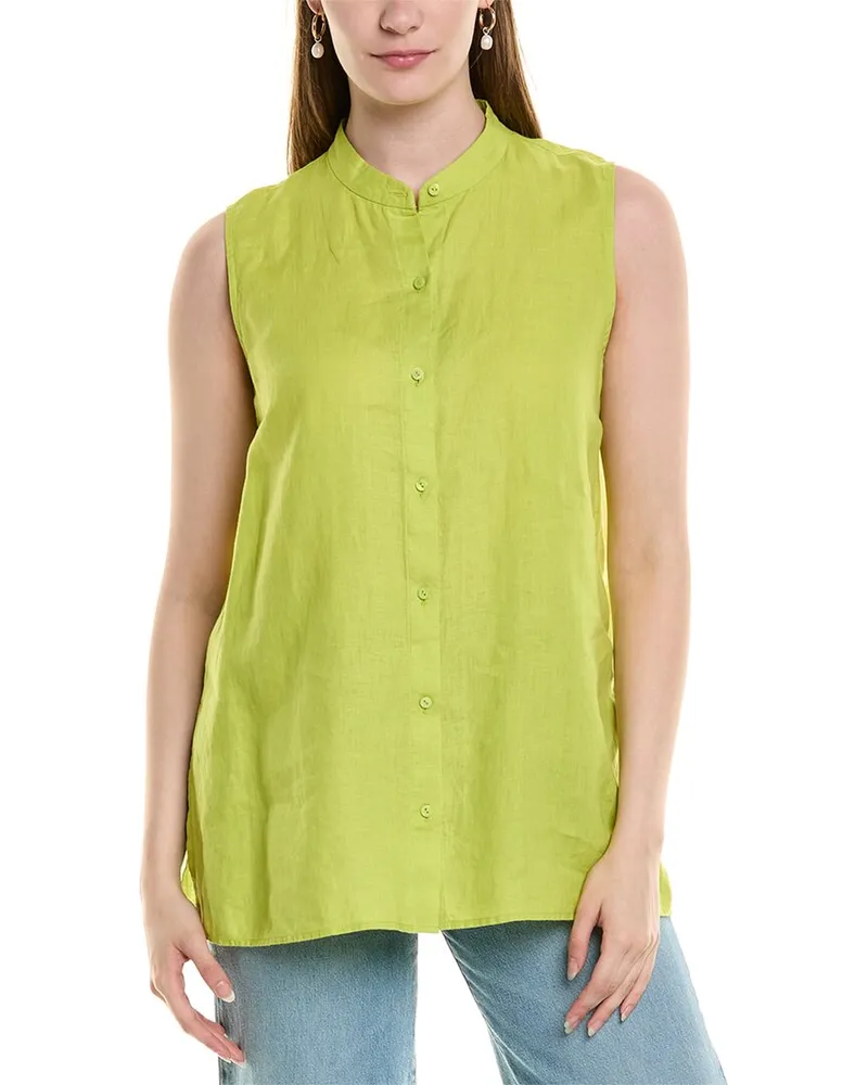 Eileen Fisher Linen Top Green