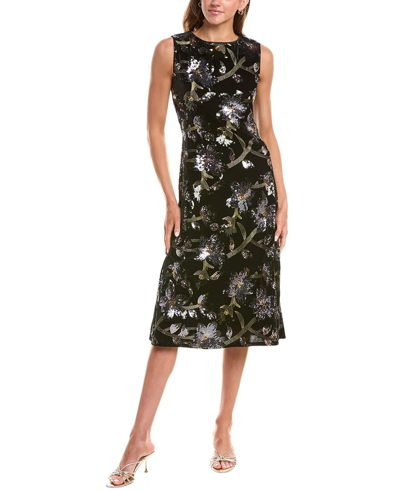 Diane von Furstenberg Sequin Velvet Midi Dress Black