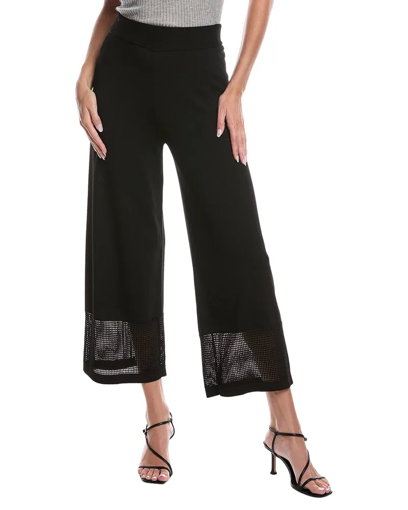 Joseph Ribkoff Knit Mesh Ankle Pant Black