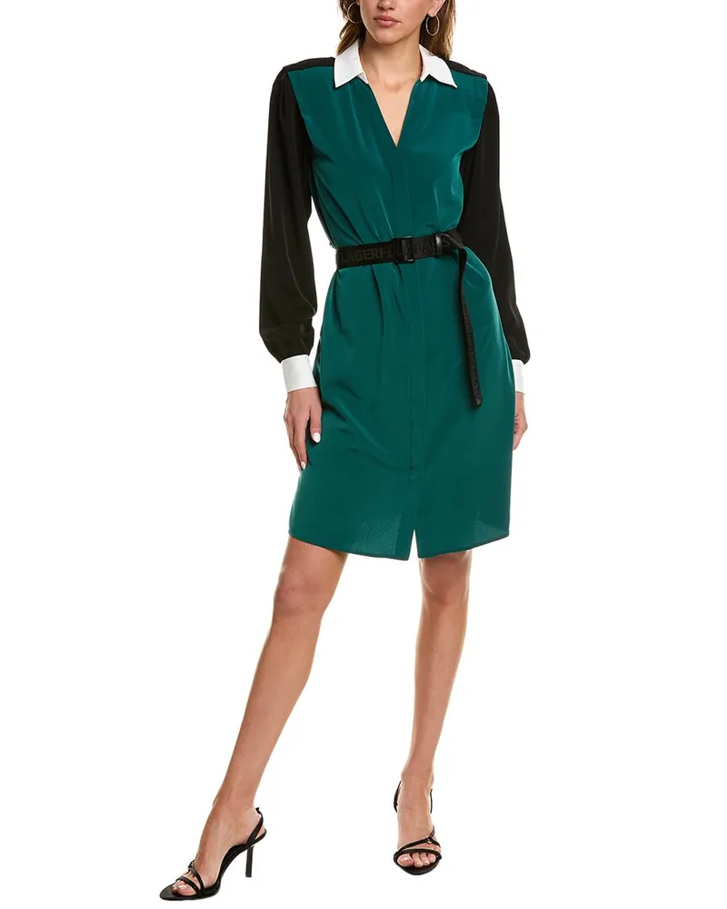 Karl Lagerfeld Colorblocked Shirtdress Green