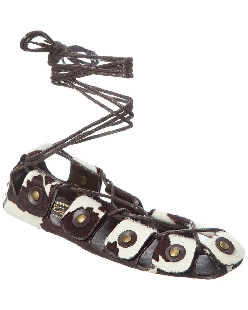 TOD'S TOD’s Logo Haircalf Sandal Brown