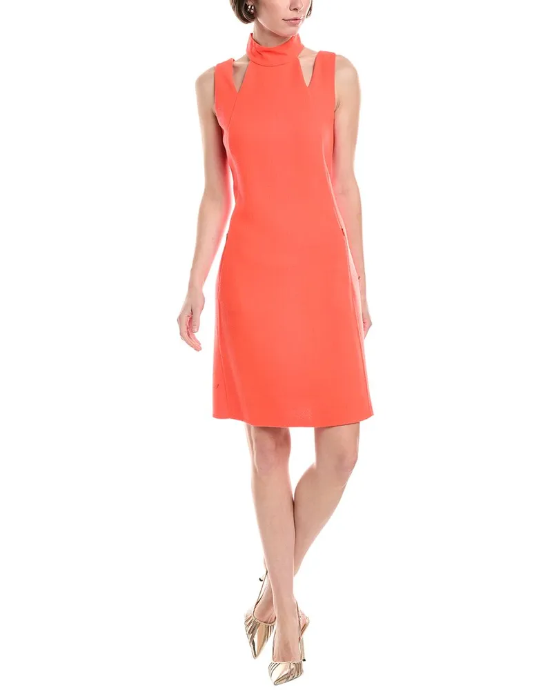 Akris Halter Wool Sheath Dress Orange