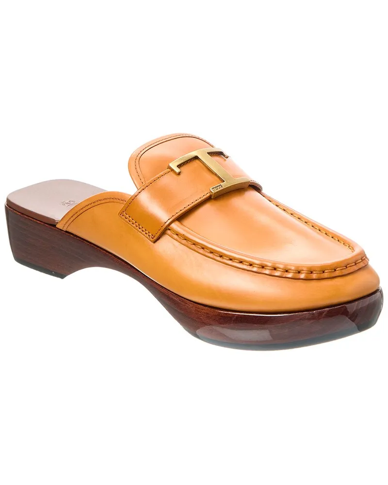 TOD'S TOD’s Logo Leather Mule Brown