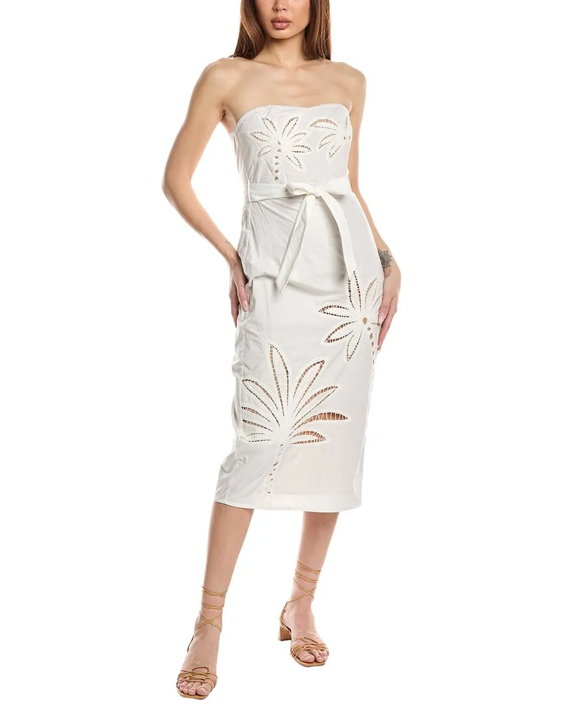 Hemant & Nandita Eyelet Waist Tie Midi Dress Beige