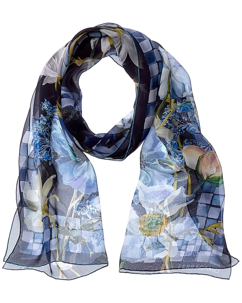 Ferragamo Fiori Print Silk Scarf Nocolor